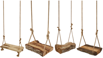 Rustic wooden swing set collection for backyard playground and outdoor fun png isolated on white background
