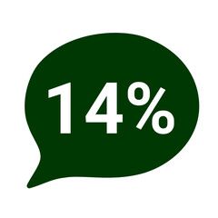 14% Persantage green and white frame discount icon