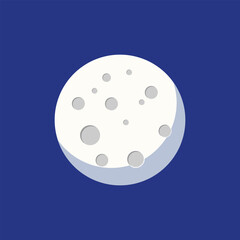 Moon in flat design style. vector illustration of moon on blue background