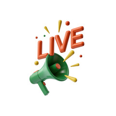 3D Render of Megaphone Announcing Live Event