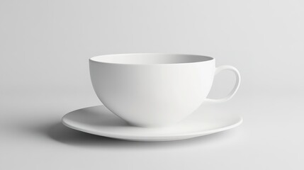 Blank white coffee cup mockup in a 3D perspective, ideal for showcasing logos or creative designs