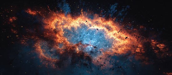 Cosmic fire nebula explosion, space, fiery cloud background, science fiction art