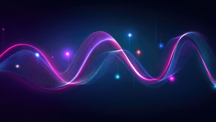 Abstract wave forms with glowing lines and points