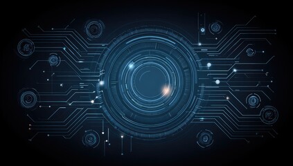 Abstract digital interface, glowing circular elements