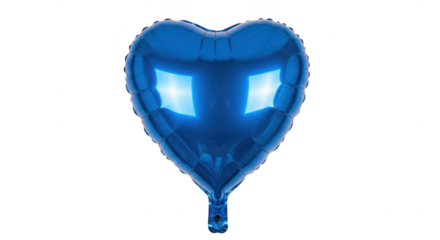 Blue heart balloon party decoration isolated on transparent background