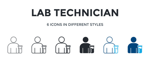 Lab Technician Icon In Different Style Vector Illustration. Designed In Thin Line, Regular Line, Bold Line, Glyph, Color Line, And Color Glyph Style Can Be Used For Web