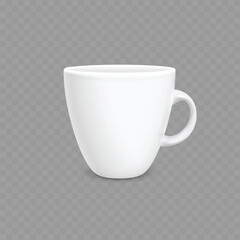 Realistic White Ceramic Coffee Cup Mug Mockup Template. Vector