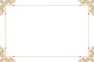 Elements of ornate vintage frames. Border gold on white classic calligraphy swirls, floral motifs. Design print for greeting cards, wedding invitations, restaurant menu, royal certificates. Set 664