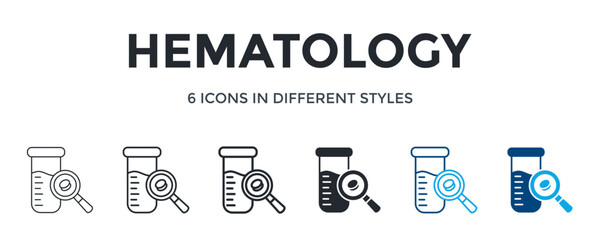 Hematology Icon In Different Style Vector Illustration. Designed In Thin Line, Regular Line, Bold Line, Glyph, Color Line, And Color Glyph Style Can Be Used For Web