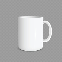 Realistic White Ceramic Coffee Mug Mockup Template. Drink Cup. Vector
