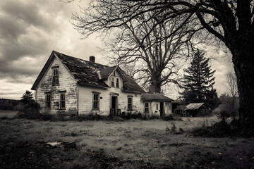 Haunted old creepy house in country