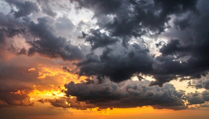 Dramatic sunset sky with storm clouds