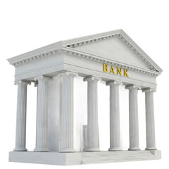 Fototapeta premium White Classical Bank Building with Columns and Pediment in Modern Style