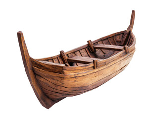 Ancient wooden viking longship detail isolated on transparent background