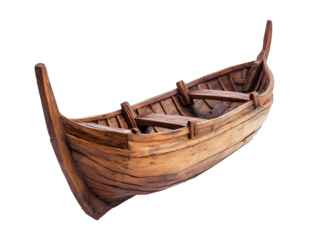 Ancient wooden viking longship detail isolated on transparent background
