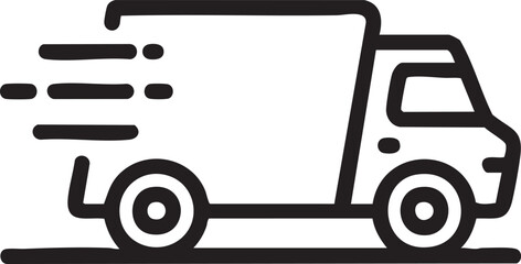 Line Art Vector Of Delivery Truck Icon In Minimal Outline Style Representing Shipping Logistics Transportation Courier And Fast Cargo Service


