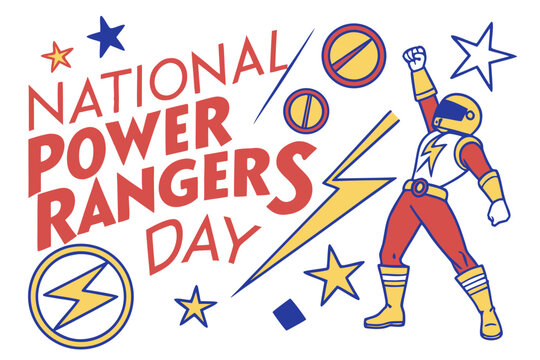NATIONAL POWER RANGERS DAY vector illustration