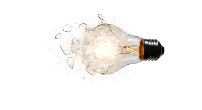 Exploding Light Bulb PNG Creative Spark of Inspiration PNG