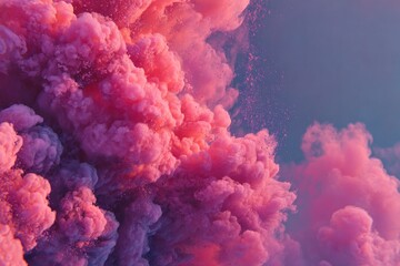 Pink smoke plumes against a soft sky