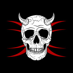 Halloween themed horned skull vector