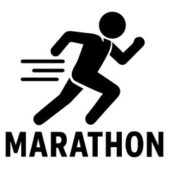 Marathon logo icon with transparent background in black and white style
