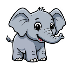 Obraz premium Adorable baby elephant cartoon illustration. A cheerful and cute jungle animal character standing with a happy smile.