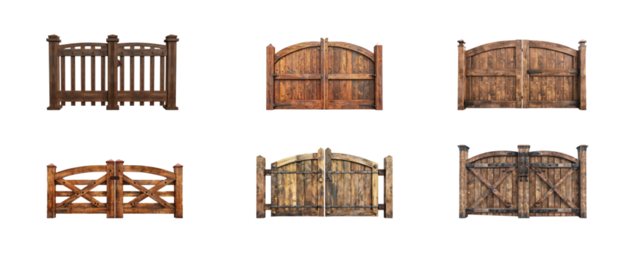 Collection of Wooden Gate isolate on transparency background