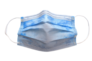 Light-blue disposable face mask, top view