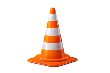 Orange traffic cone on transparent background for safety marking