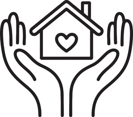 Obraz premium Hands Holding Heart Home Icon