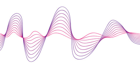 Elegant Waveforms and Gradient Vector Lines Interlaced with Mesh Elements in a Seamless Abstract Technology Background on a Pure White Canvas