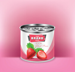 Canned fruit packaging design, strawberries