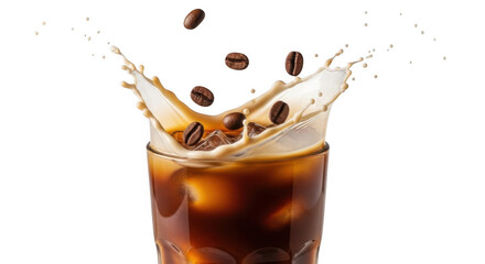 Delicious Cold Brew Coffee Splash With Beans PNG Transparent Background