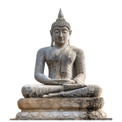 Fototapeta premium Buddha status made of stone front view isolate on transparency background