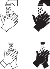 Hand washing hygiene icons for disease prevention and health promotion awareness