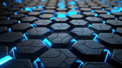 Obraz premium black and blue hexagon pattern with grid