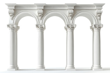 Ornate white classical arcade with four arched openings and corinthian columns