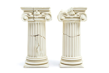 Two ornate white corinthian style decorative columns