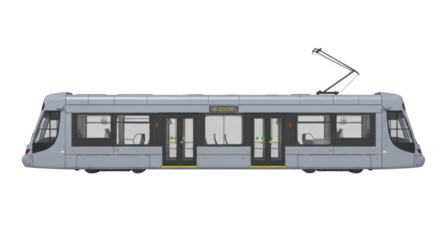 Modern Urban Light Rail Tram Passenger Vehicle PNG