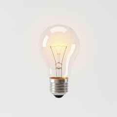 Illuminating Ideas: A Glowing Light Bulb on White Background