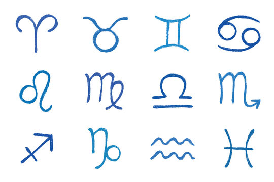 Hand drawn zodiac signs Esoteric symbol doodle set Astrology clipart Elements for design