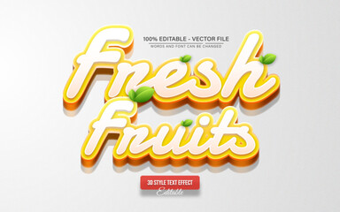 Fresh Fruits 3D Cartoon Text Effect for Poster, Logo and T-Shirt Template