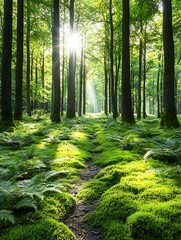 Obraz premium Sunlit Moss Path