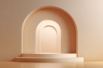 Beige archway, tiered pedestal