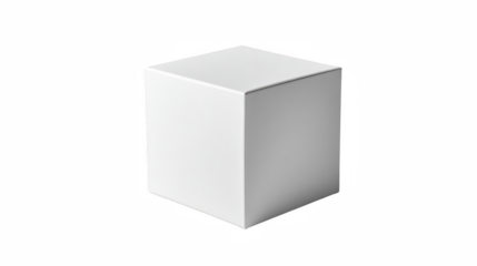 A minimalistic shot of a single white cube isolated against a stark black background