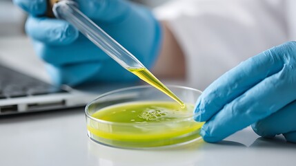 Pipette Dripping Liquid in Petri Dish