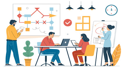 Teamwork in modern office, brainstorming and planning, perfect for website or presentation.