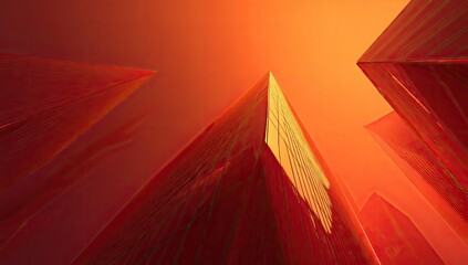 Cityscape Sunset Skyscrapers rise, fiery sky backdrop; urban development concept