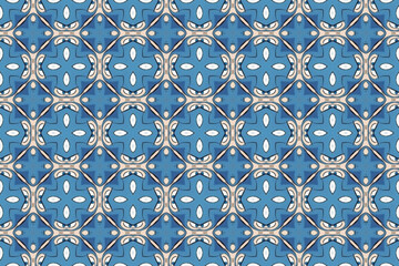 Seamless Shape Design Symmetric Wallpaper Luxury Textile Digital Endless Geometric Visual Graphic Background Decoration Interior Cloth Template Fashion Fabric Art Texture Perspective Tile Pattern.