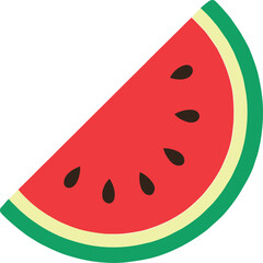 Illustration of a Watermelon Slice with Seeds Rind and Red Flesh